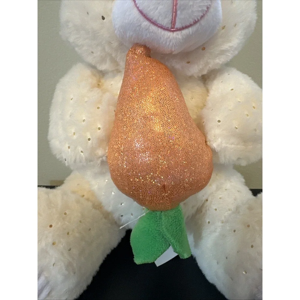 Linzy Toys Bunny‎ Rabbit Plush Stuffed Animal White Sparkle Carrot Easter  12
